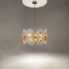 LAMPA WISZĄCA Aster na złotej, metalowej oprawie, klosz ze szklanych kół z dekoracyjnymi żłobieniami, nowoczesny styl, piękna