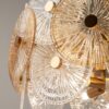 LAMPA WISZĄCA Aster na złotej, metalowej oprawie, klosz ze szklanych kół z dekoracyjnymi żłobieniami, nowoczesny styl, premium