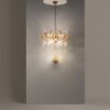 LAMPA WISZĄCA Aster na złotej, metalowej oprawie, klosz ze szklanych kół z dekoracyjnymi żłobieniami, nowoczesny styl, wyjątkowa