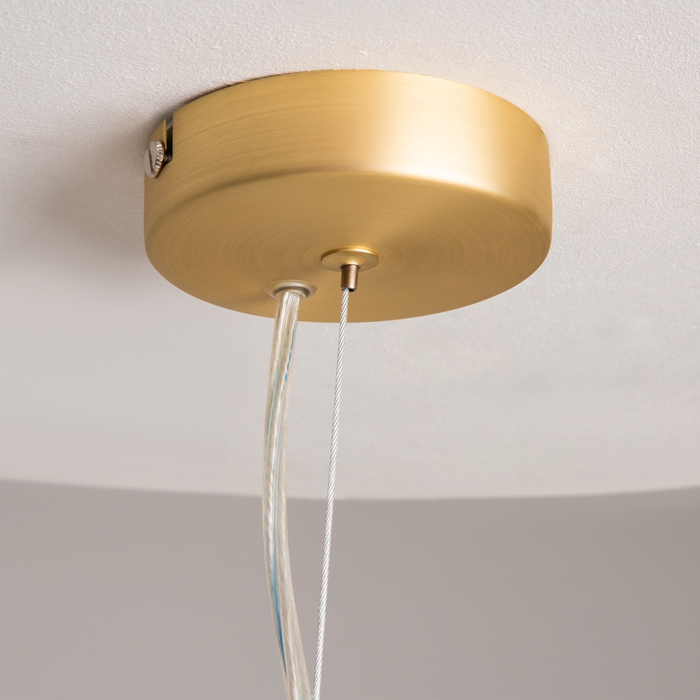 LAMPA WISZĄCA Bolla z mosiężną oprawą oraz szklanymi kulami w kolorze bursztynu, nowoczesny styl, nowoczesna