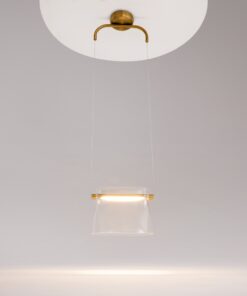LAMPA WISZĄCA Cabaret, mosiężna oprawa, szklany transparentny klosz, designerski styl, piękna