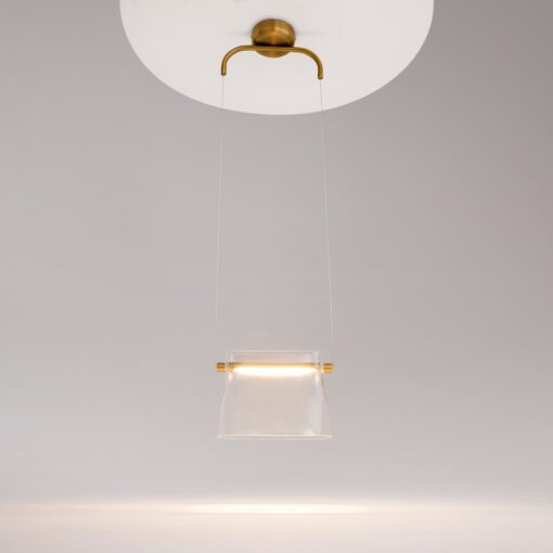 LAMPA WISZĄCA Cabaret, mosiężna oprawa, szklany transparentny klosz, designerski styl, piękna