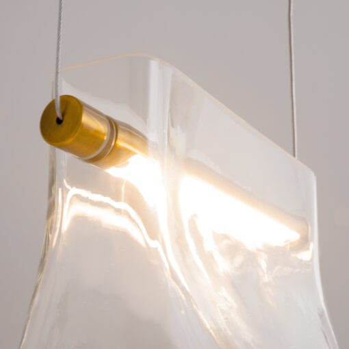 LAMPA WISZĄCA Cabaret, mosiężna oprawa, szklany transparentny klosz, designerski styl, premium