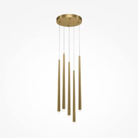 LAMPA WISZĄCA Cascade pięciopunktowa, aluminiowa, mosiężny kolor, nowoczesny design