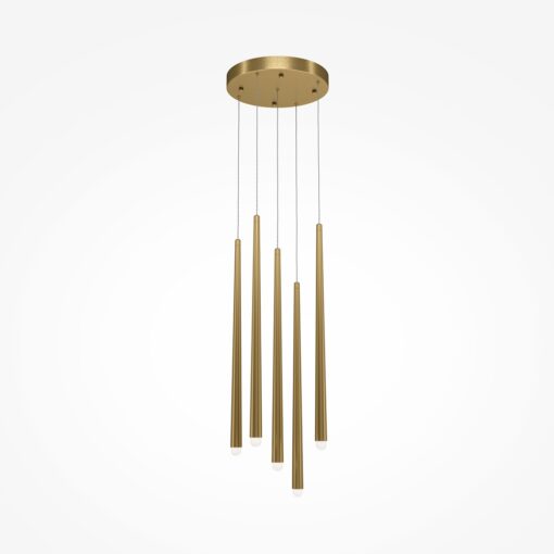LAMPA WISZĄCA Cascade pięciopunktowa, aluminiowa, mosiężny kolor, nowoczesny design