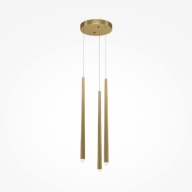 LAMPA WISZĄCA Cascade trzypunktowa, aluminiowa, mosiężny kolor, nowoczesny design