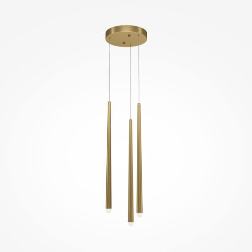LAMPA WISZĄCA Cascade trzypunktowa, aluminiowa, mosiężny kolor, nowoczesny design