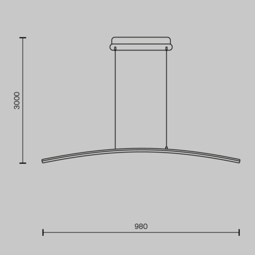 LAMPA WISZĄCA Curve mosiężna, w formie lekkiego łuku, nowoczesny styl, wymiary