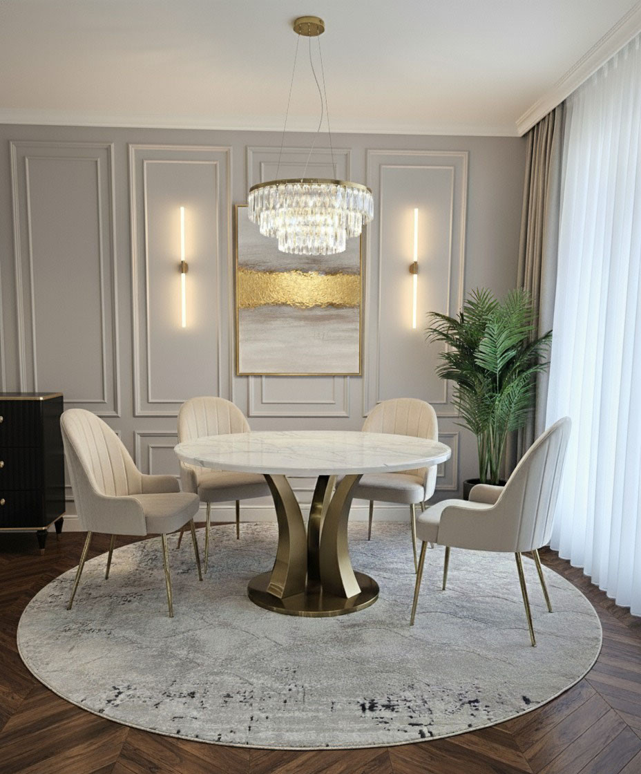 STOL-JADALNIANY-okragly-Aureus-bialy-blat-z-konglomeratu-marmurowego-zlota-designerska-podstawa-nowoczesny