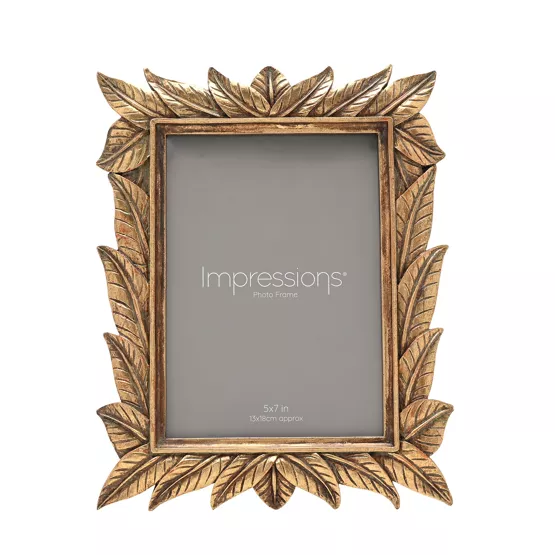 RAMKA NA ZDJĘCIE złota z żywicy, motyw liści, prostokątna, nowoczesny styl, designerska 5x7, piękna