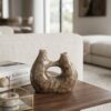 WAZON ceramiczny o wyjątkowym kształcie, brązowy kolor w lśniącym wykończeniu 24 cm