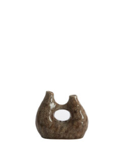 WAZON ceramiczny o wyjątkowym kształcie, brązowy kolor w lśniącym wykończeniu, 24 cm