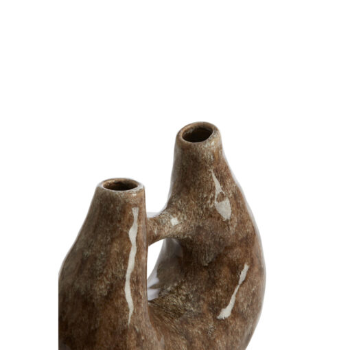 WAZON ceramiczny o wyjątkowym kształcie, brązowy kolor w lśniącym wykończeniu, 24 cm, wyjątkowy