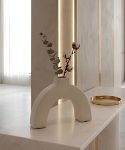 WAZON ceramiczny w kształcie łuku, kremowe wykończenie, nowoczesny styl