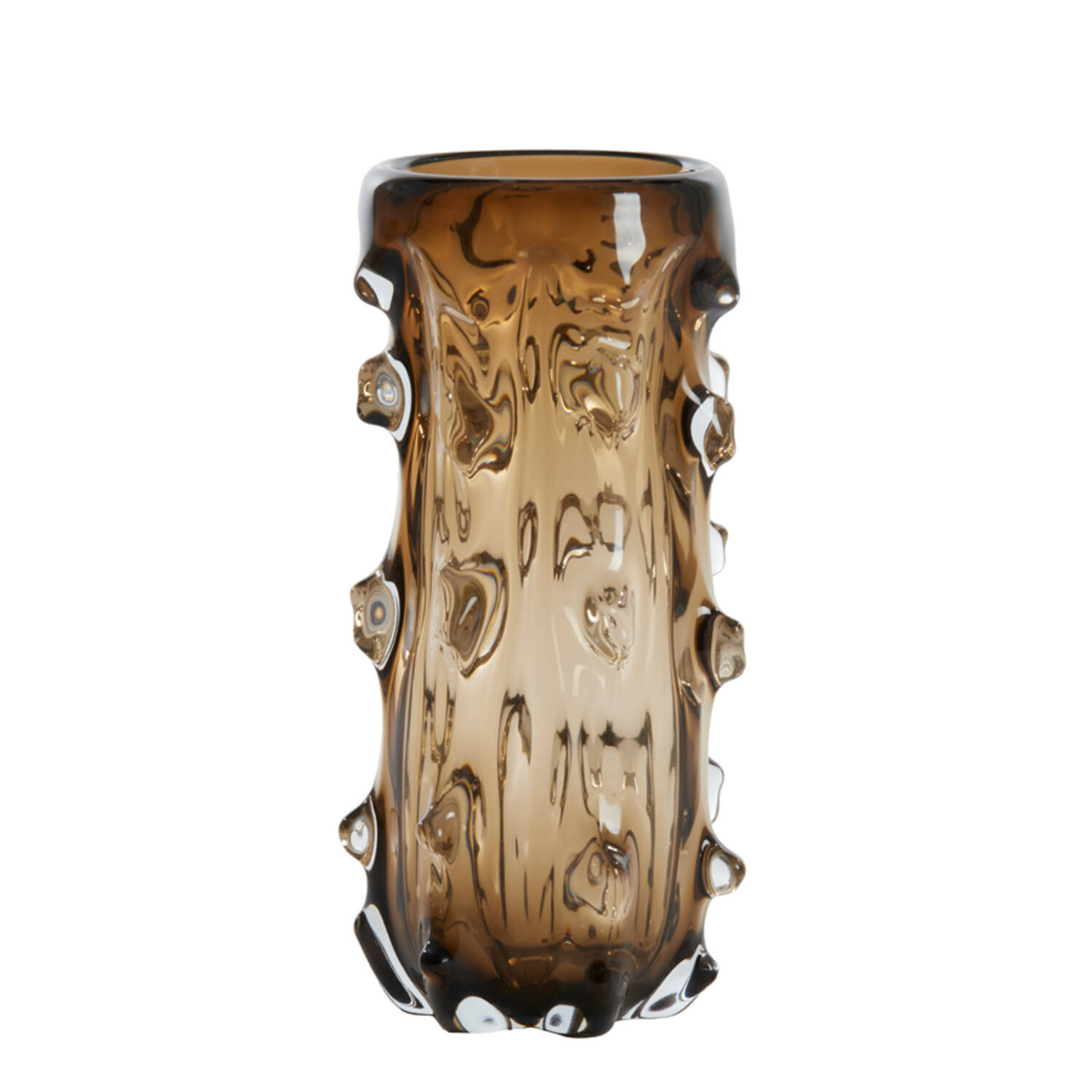 WAZON szklany, brązowe transparentne wykończenie, okrągły, nowoczesny design WAZON szklany, brązowe transparentne wykończenie, okrągły, nowoczesny design