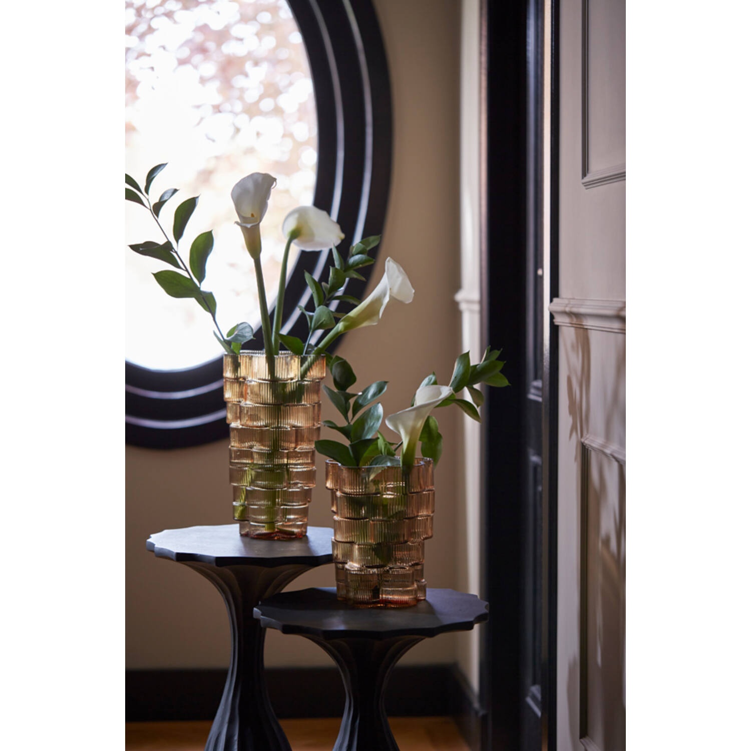 WAZON szklany, brązowy transparentny kolor, nieregularny kształt, wyjątkowa faktura, najwyższa jakość