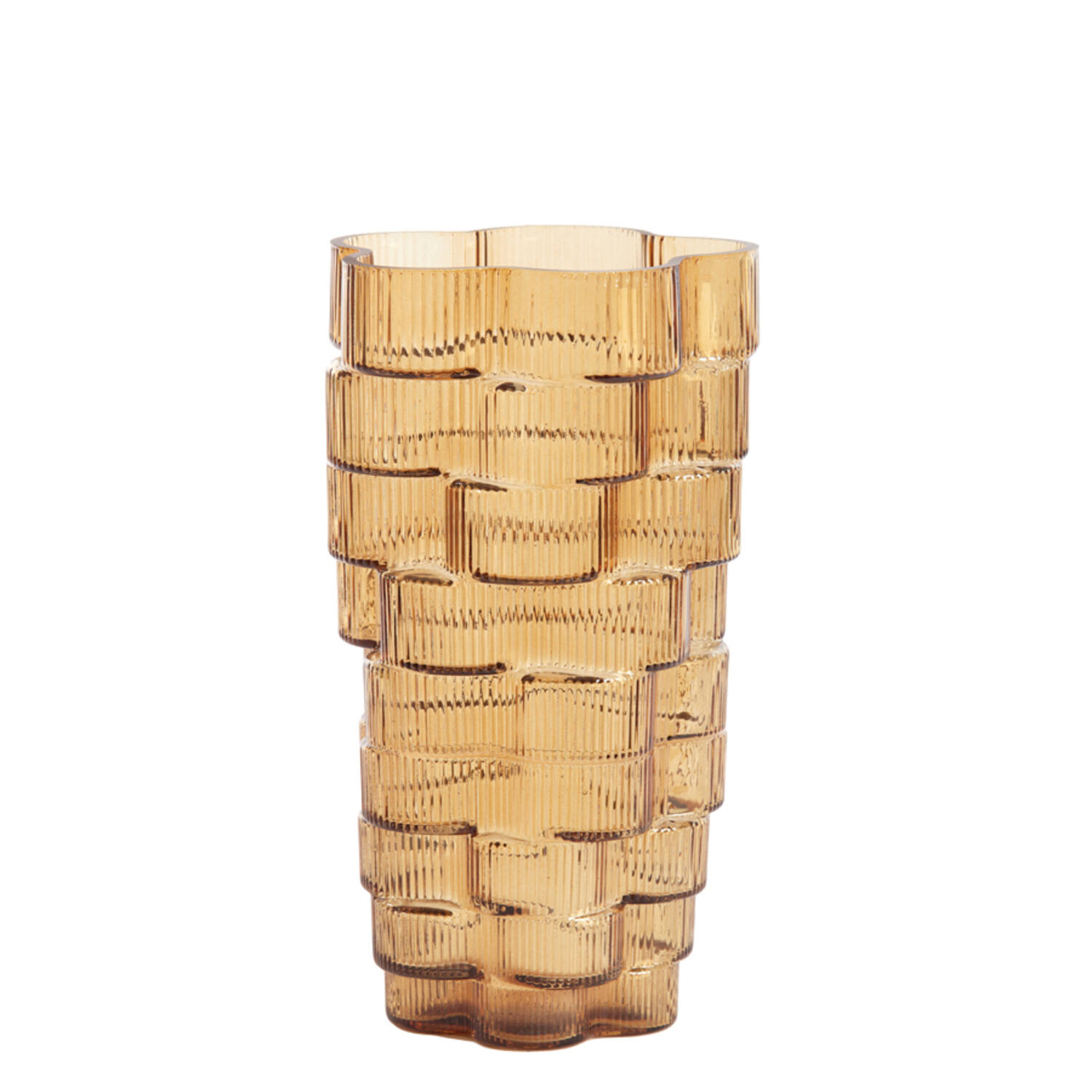 WAZON szklany, brązowy transparentny kolor, nieregularny kształt, wyjątkowa faktura