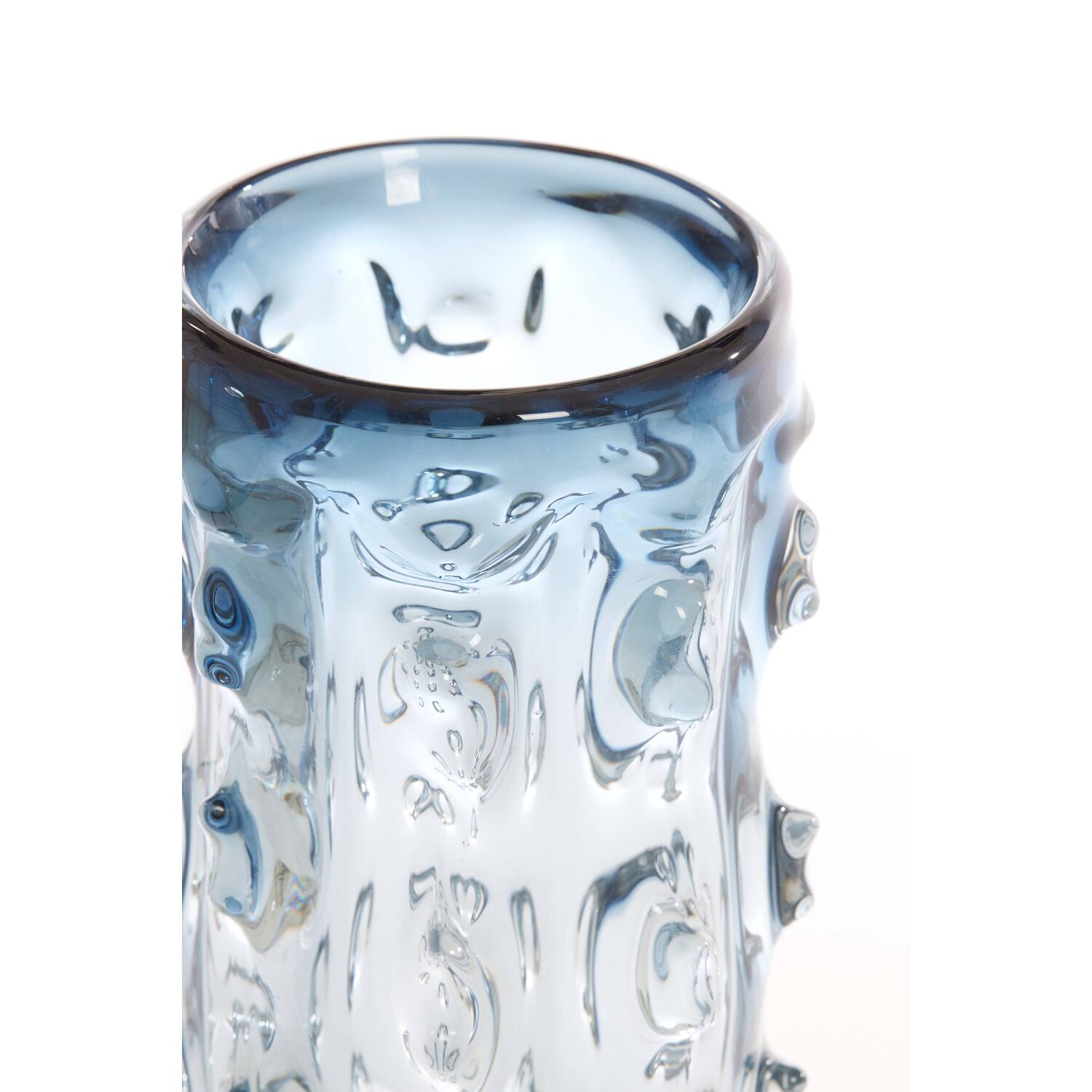 WAZON szklany, niebieskie transparentne wykończenie, okrągły, nowoczesny design, premium