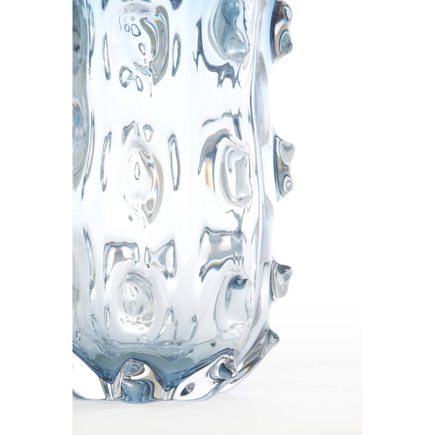 WAZON szklany, niebieskie transparentne wykończenie, okrągły, nowoczesny design, wyjątkowy