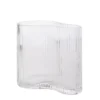 WAZON szklany, transparentny, prążkowana faktura, nieregularny kształt, designerski 15 cm