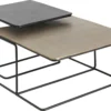 ZESTAW STOLIKÓW KAWOWYCH 2w1 aluminiowe, mosiężno-czarny, kwadratowy, nowoczesny styl, najwyższa jakość