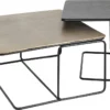 ZESTAW STOLIKÓW KAWOWYCH 2w1 aluminiowe, mosiężno-czarny, kwadratowy, nowoczesny styl, premium