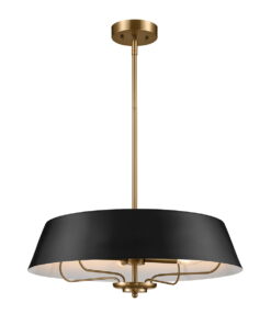 LAMPA WISZĄCA LUELLA, okrągła, czarny klosz, czteropunktowa, regulowana wysokość, klasyczny design
