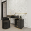 EKSKLUZYWNY ZESTAW TOALETKOWY z kolekcji Anne Nero, czarna, ryflowane boki, blat z konglomeratu marmurowego, nowoczesny glamour
