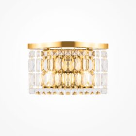 KINKIET Dune ze złotą, metalową, oprawą, klosz w formie kryształów o różnych kształtach, nowoczesny glamour