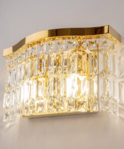 KINKIET Dune ze złotą, metalową, oprawą, klosz w formie kryształów o różnych kształtach, nowoczesny glamour, ekskluzywna