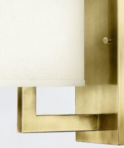 Alternative view of KINKIET HAMPTON, lniany klosz, złote szczotkowane wykończenie, ściemniana żarówka, klasyczny styl