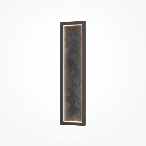 KINKIET Orign w czarnej, prostokątnej oprawie wypełnionej naturalnym minerałem o unikatowej fakturze, designerki styl 60,7 cm