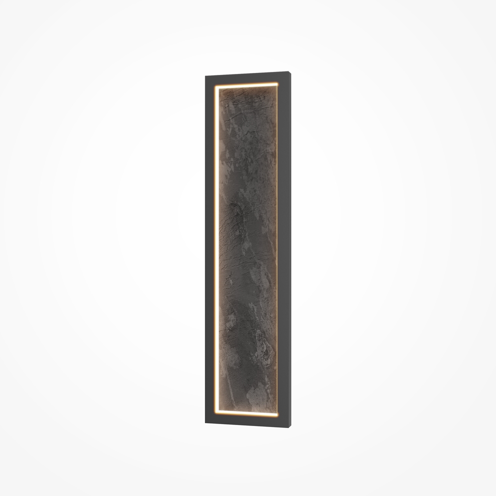 KINKIET Orign w czarnej, prostokątnej oprawie wypełnionej naturalnym minerałem o unikatowej fakturze, designerki styl 60,7 cm KINKIET Orign w czarnej, prostokątnej oprawie wypełnionej naturalnym minerałem o unikatowej fakturze, designerki styl 60,7 cm