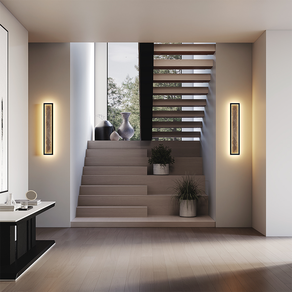 KINKIET Orign w czarnej, prostokątnej oprawie wypełnionej naturalnym minerałem o unikatowej fakturze, designerki styl, nowoczesny KINKIET Orign w czarnej, prostokątnej oprawie wypełnionej naturalnym minerałem o unikatowej fakturze, designerki styl, nowoczesny