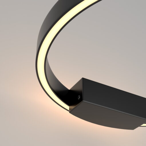 KINKIET Rim okrągły kształt, przylegający do ściany, LED-owe źródło światła, nowoczesny styl czarny, 40 cm, piękny