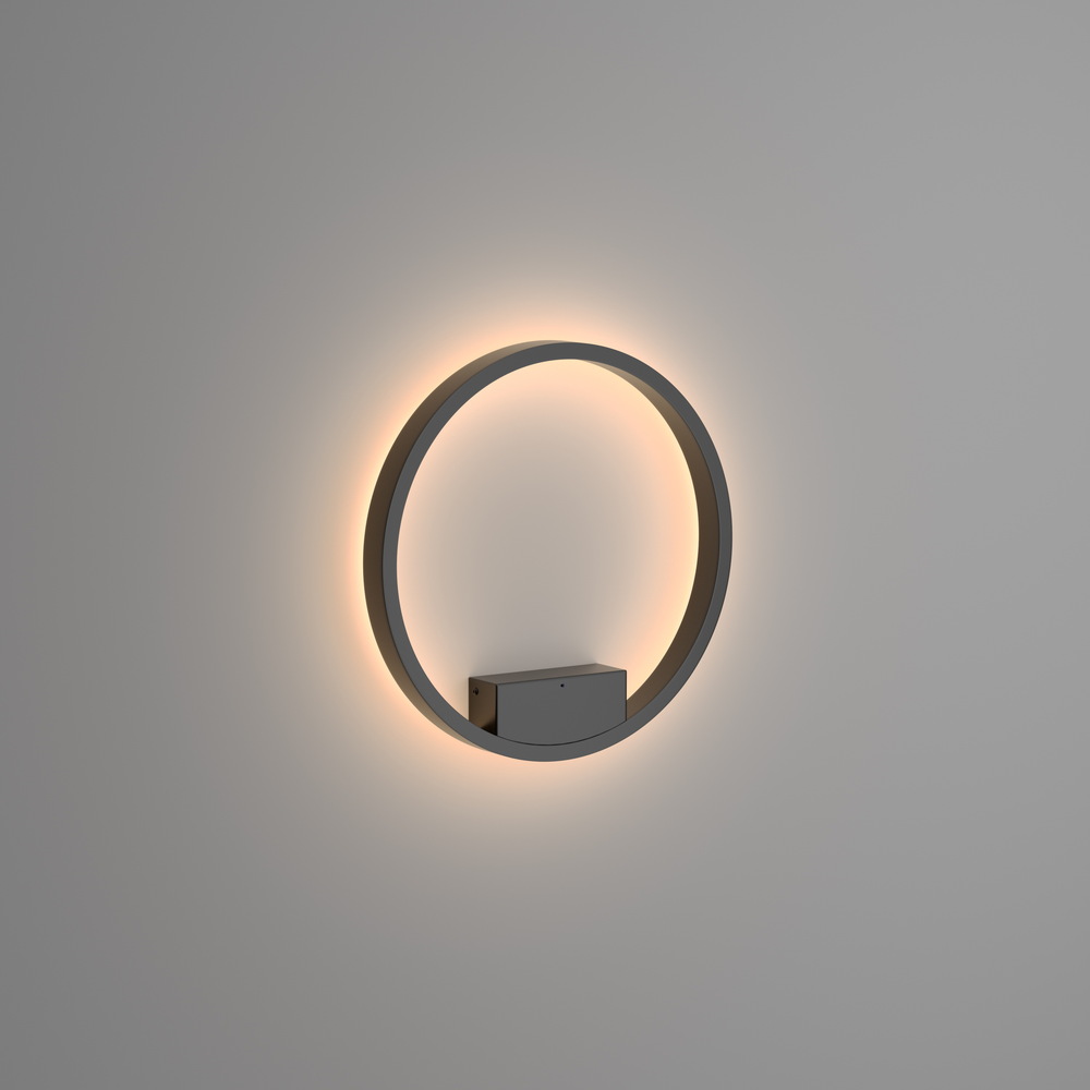 KINKIET Rim okrągły kształt, przylegający do ściany, LED-owe źródło światła, nowoczesny styl czarny, 40 cm KINKIET Rim okrągły kształt, przylegający do ściany, LED-owe źródło światła, nowoczesny styl czarny, 40 cm