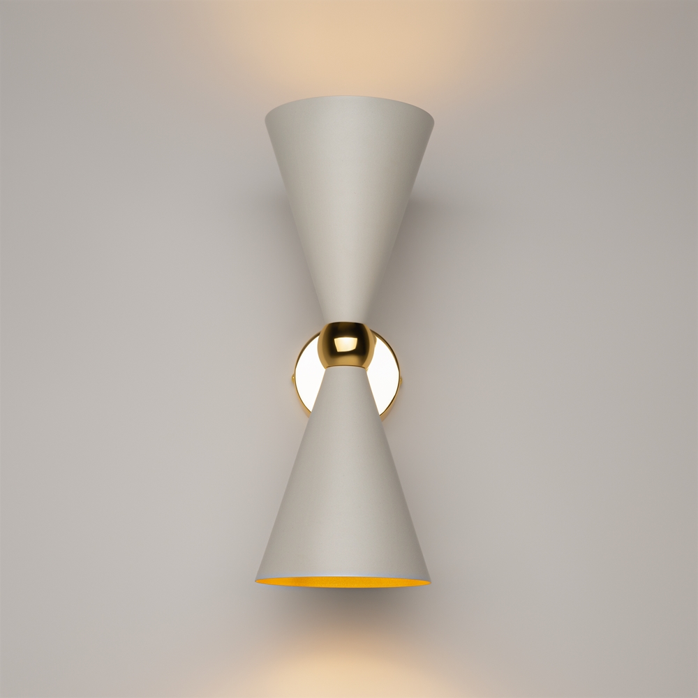 KINKIET Vesper metalowa, złota oprawa, metalowe klosze, złote wewnątrz, białe na zewnątrz, ekskluzywny KINKIET Vesper metalowa, złota oprawa, metalowe klosze, złote wewnątrz, białe na zewnątrz, ekskluzywny