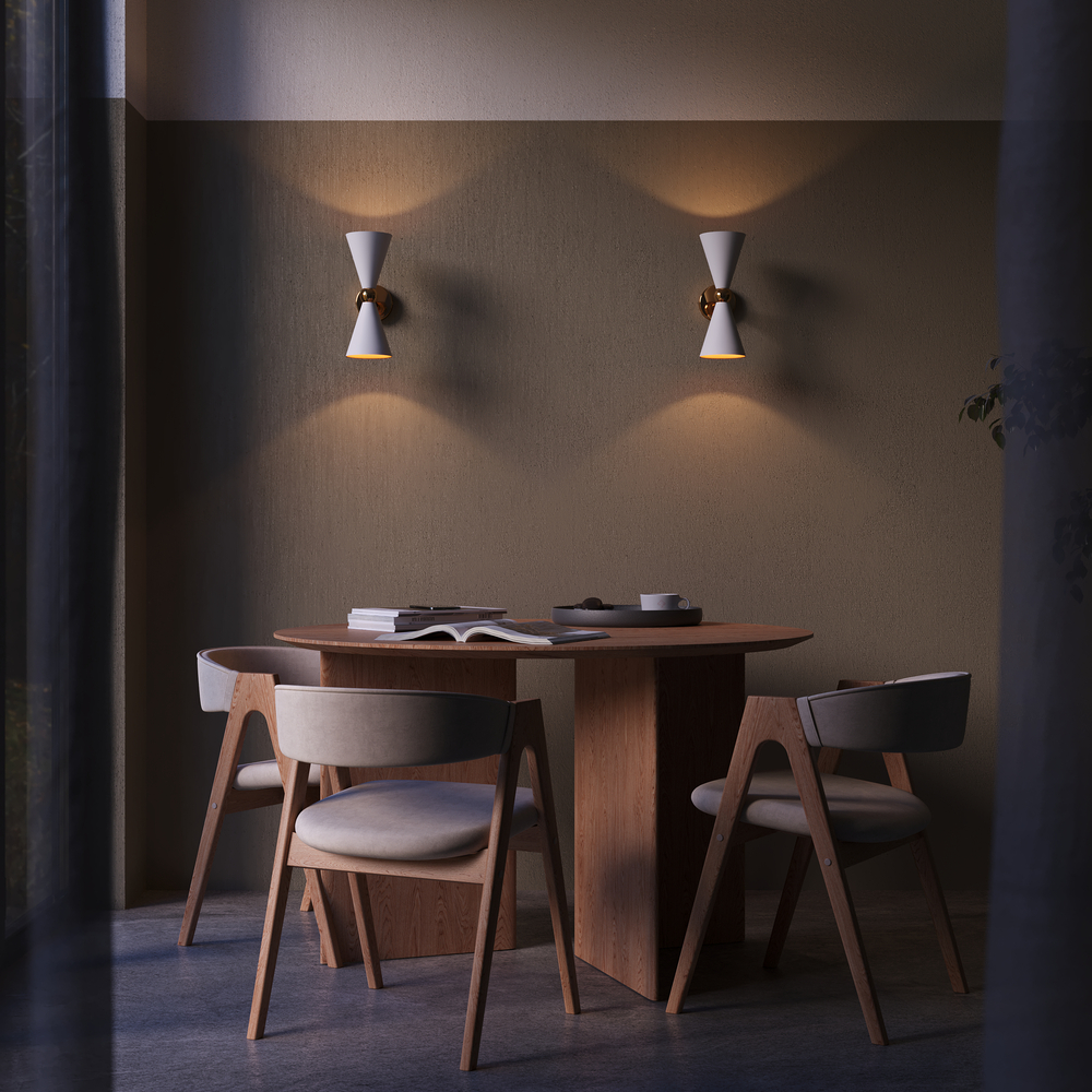 KINKIET Vesper metalowa, złota oprawa, metalowe klosze, złote wewnątrz, białe na zewnątrz, nowoczesny KINKIET Vesper metalowa, złota oprawa, metalowe klosze, złote wewnątrz, białe na zewnątrz, nowoczesny