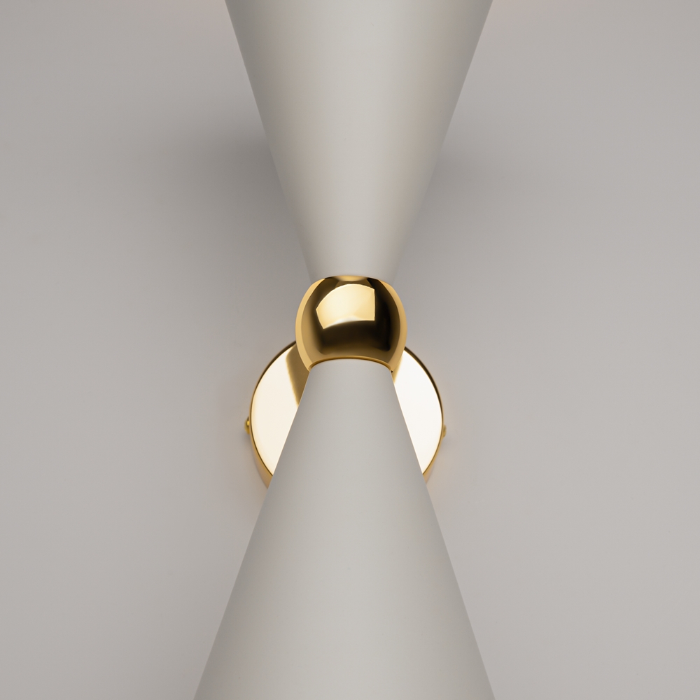 KINKIET Vesper metalowa, złota oprawa, metalowe klosze, złote wewnątrz, białe na zewnątrz, premium KINKIET Vesper metalowa, złota oprawa, metalowe klosze, złote wewnątrz, białe na zewnątrz, premium