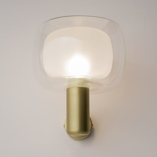 KINKIET Vision złoty, aluminiowy stelaż, podwójny szklany klosz, matowo-transparentny, włoski styl, ekskluzywny