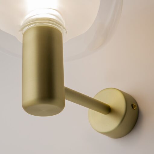 KINKIET Vision złoty, aluminiowy stelaż, podwójny szklany klosz, matowo-transparentny, włoski styl, wyjątkowy