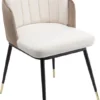 KRZESŁO Hojas na czarnych, metalowych nogach ze złotym zakończeniem, siedzisko w beżowym odcieniu, nowoczesny styl-1