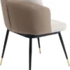 KRZESŁO Hojas na czarnych, metalowych nogach ze złotym zakończeniem, siedzisko w beżowym odcieniu, nowoczesny styl, do salonu
