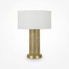LAMPA STOŁOWA Impressive, złota podstawa w formie łańcuszków, biały materiałowy klosz, nowoczesny styl