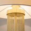 LAMPA STOŁOWA Impressive, złota podstawa w formie łańcuszków, biały materiałowy klosz, nowoczesny styl, wyjątkowa