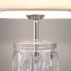 LAMPA STOŁOWA Muse z podstawą z rzeźbionego, transparentnego szkła, biały, materiałowy klosz, nowoczesny styl, srebrna, premium