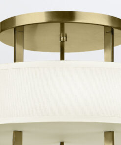Alternative view of LAMPA SUFITOWA HAMPTON, złoto szczotkowane, okrągły lniany abażur, nowoczesny design