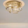 LAMPA SUFITOWA PLAFON Frame, okrągła, złota, metalowa konstrukcja, szklane, ryflowane wypełnienie, nowoczesny styl, 6 źródeł światła, ekskluzywny