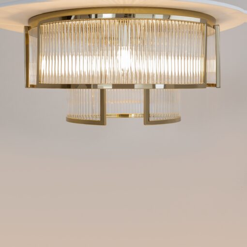 LAMPA SUFITOWA PLAFON Frame, okrągła, złota, metalowa konstrukcja, szklane, ryflowane wypełnienie, nowoczesny styl, 6 źródeł światła, nowoczesny