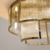 LAMPA SUFITOWA PLAFON Frame, okrągła, złota, metalowa konstrukcja, szklane, ryflowane wypełnienie, nowoczesny styl, 6 źródeł światła, premium
